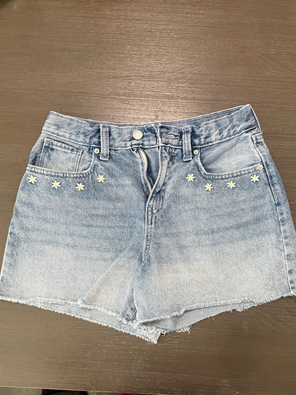 Old Navy Girls Light Blue Denim Shorts with Daisy Studs